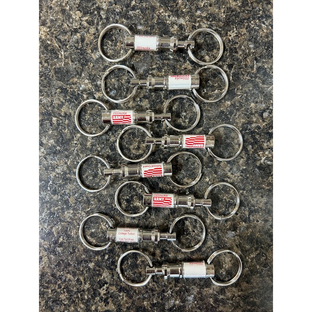 Vintage Keychain Pull Apart Duo Metal Snap Army National Guard Key Chain